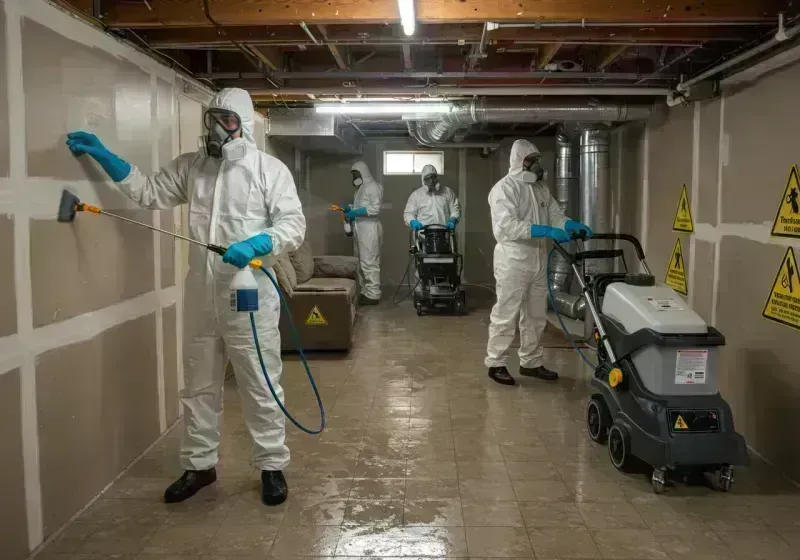 Basement Moisture Removal and Structural Drying process in South Pekin, IL